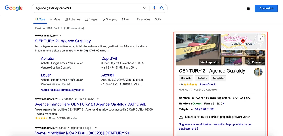 Fiche Google My business - Exemple