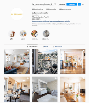 Compte Instagram la Commune Immobilier